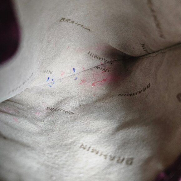 Brahmin Asher Melbourne Medium Maroon Croco Embossed Leather Shoulder Bag - Picture 16 of 16